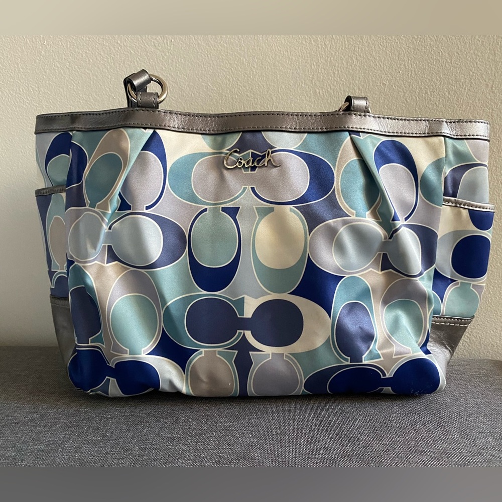 Coach Signature C’s Blue and Silver Metallic Purse - SALE